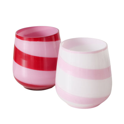 Windlicht Tisano | rot rosa gestreift