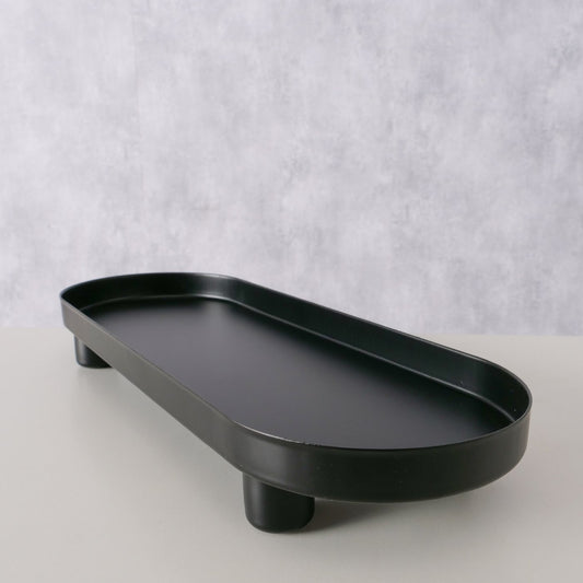 Handgefertigtes Metalltablett Manon, matt-schwarz, 28×10 cm