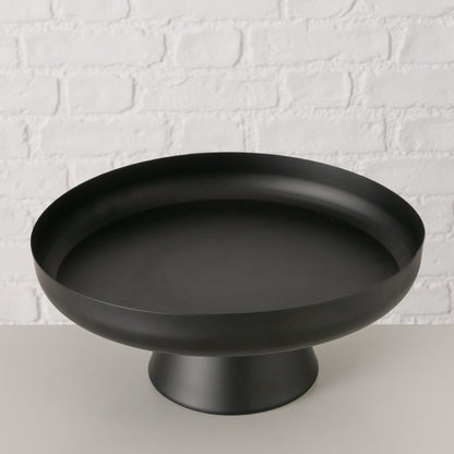 Minimalistisches, rundes Tablett mit Metallgestell in Schwarz
