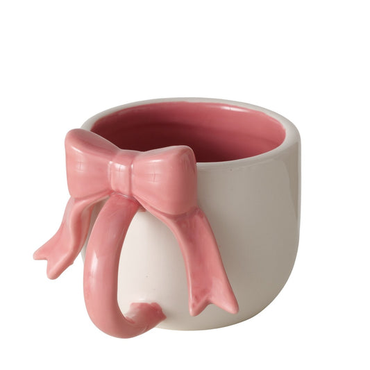 Becher Marthe aus Keramik mit zarter rosa Schleife
