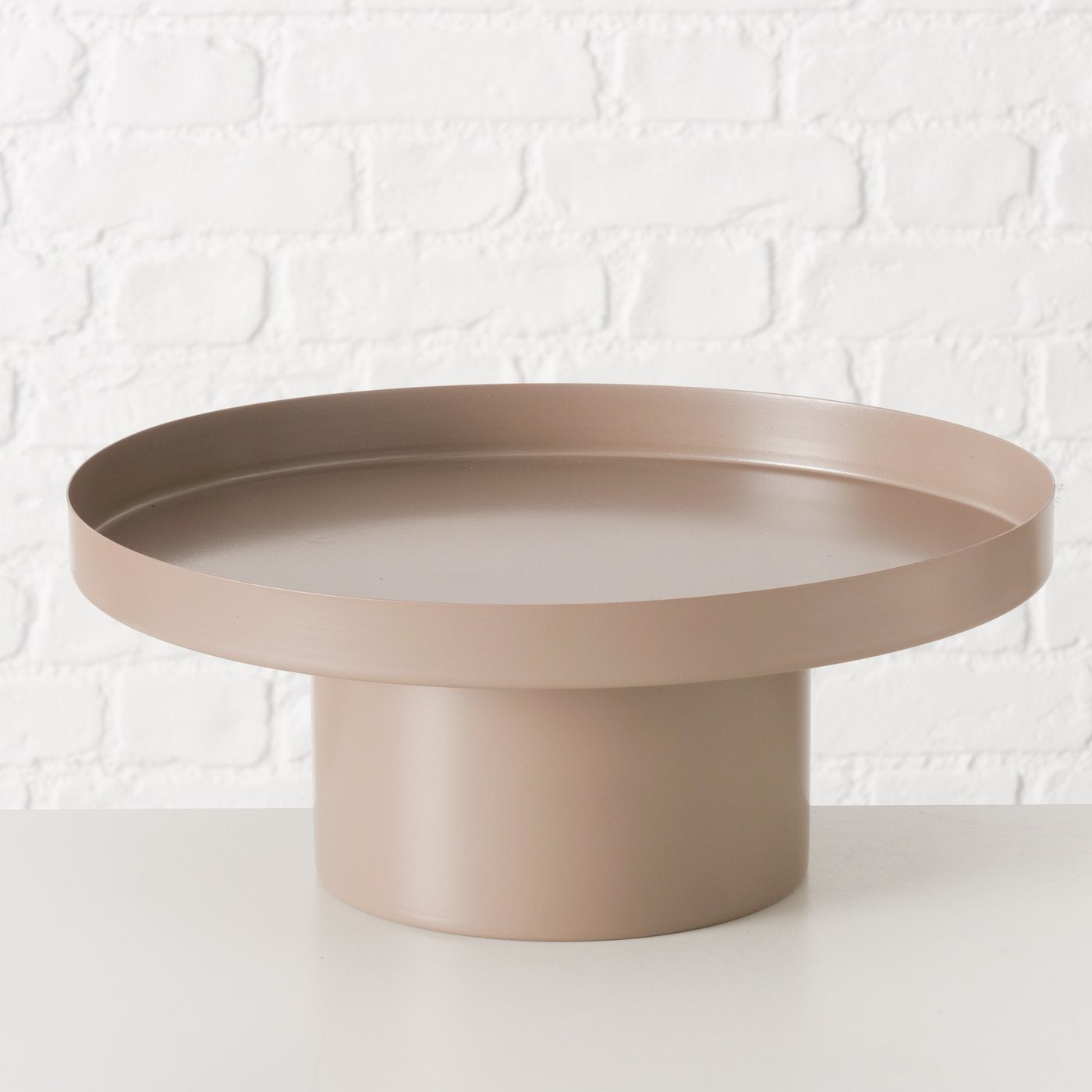 Boltze Deko-Tablett Ø 35 cm SAMONA | beige | weiß | Tablett mit Fuß