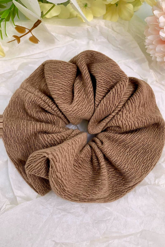 Texturierte Haargummis beige braun