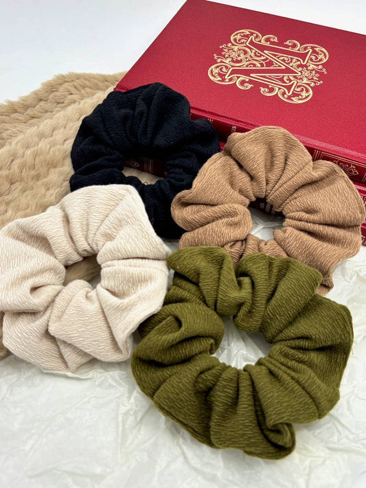 Texturierte Haargummis beige braun