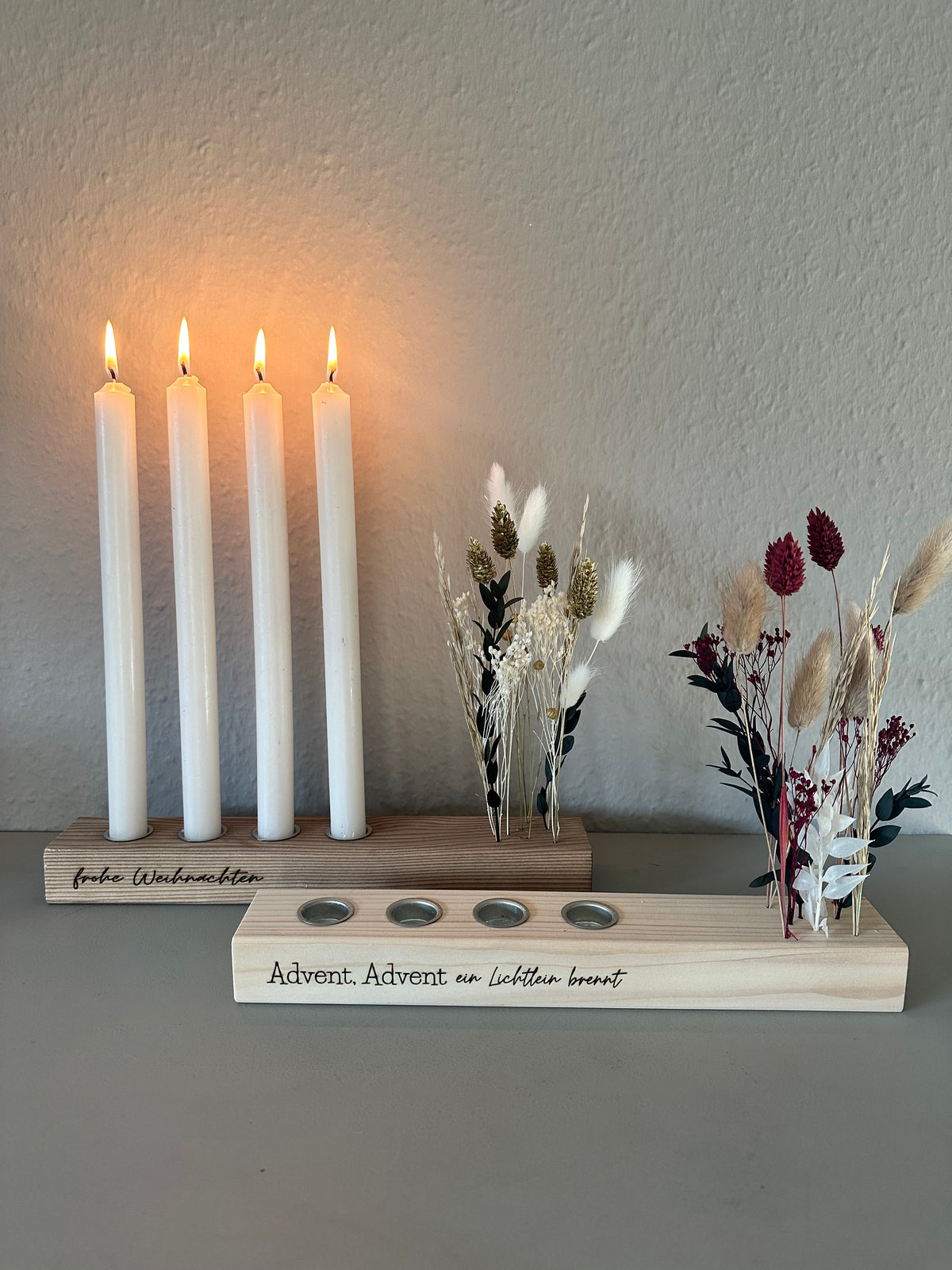 Flowergram als Kerzenhalter und mit Trockenblumen