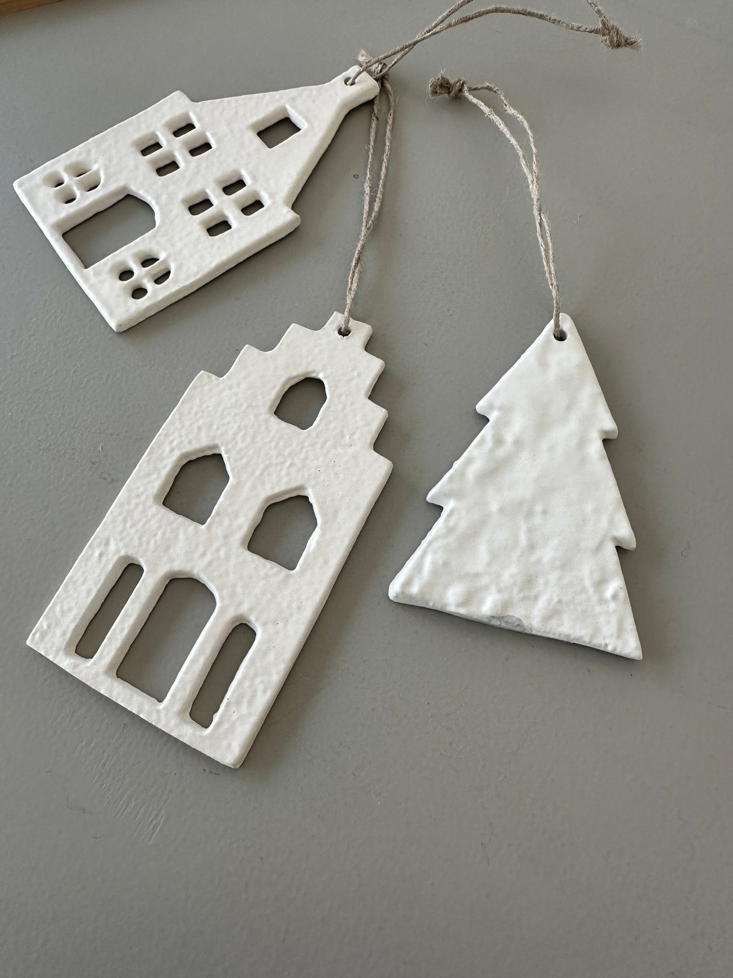 Haus Anhänger | Tanne | creme | Baumschmuck