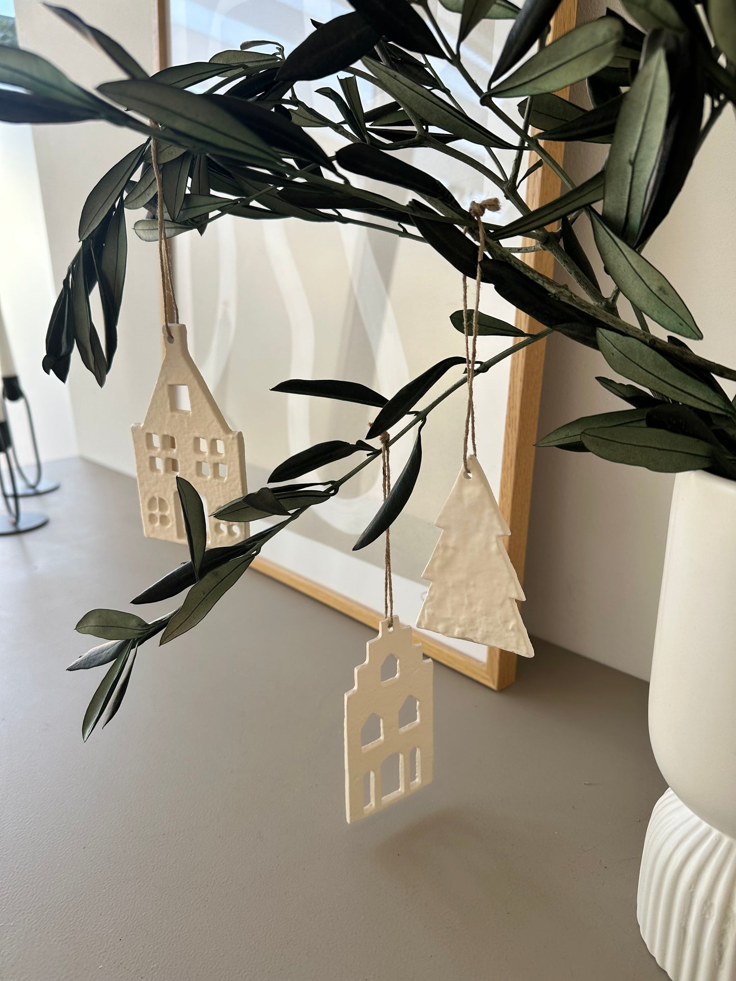 Haus Anhänger | Tanne | creme | Baumschmuck