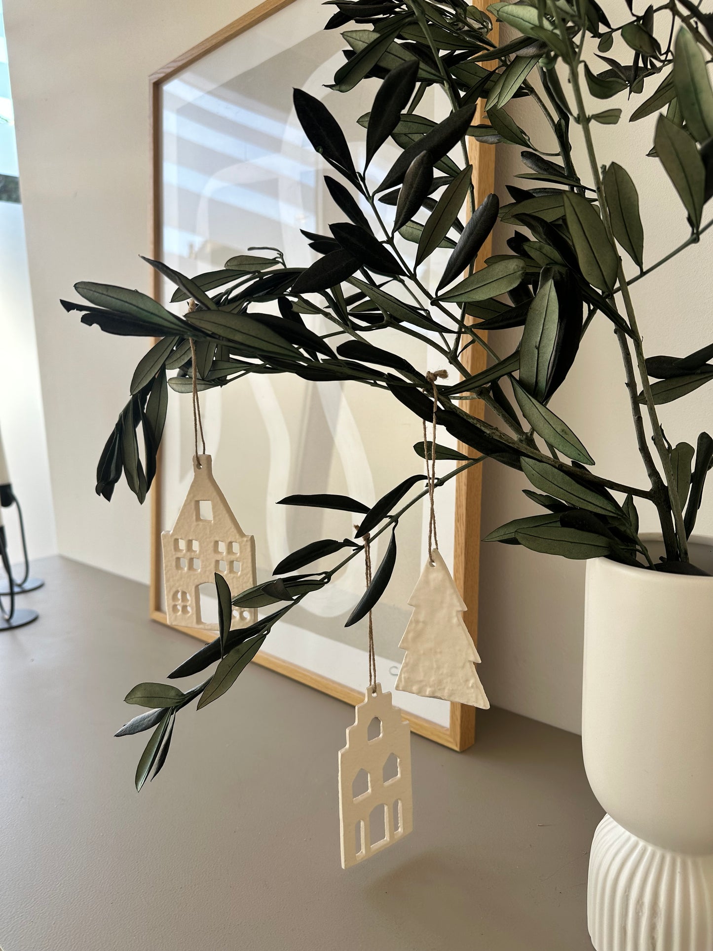 Haus Anhänger | Tanne | creme | Baumschmuck