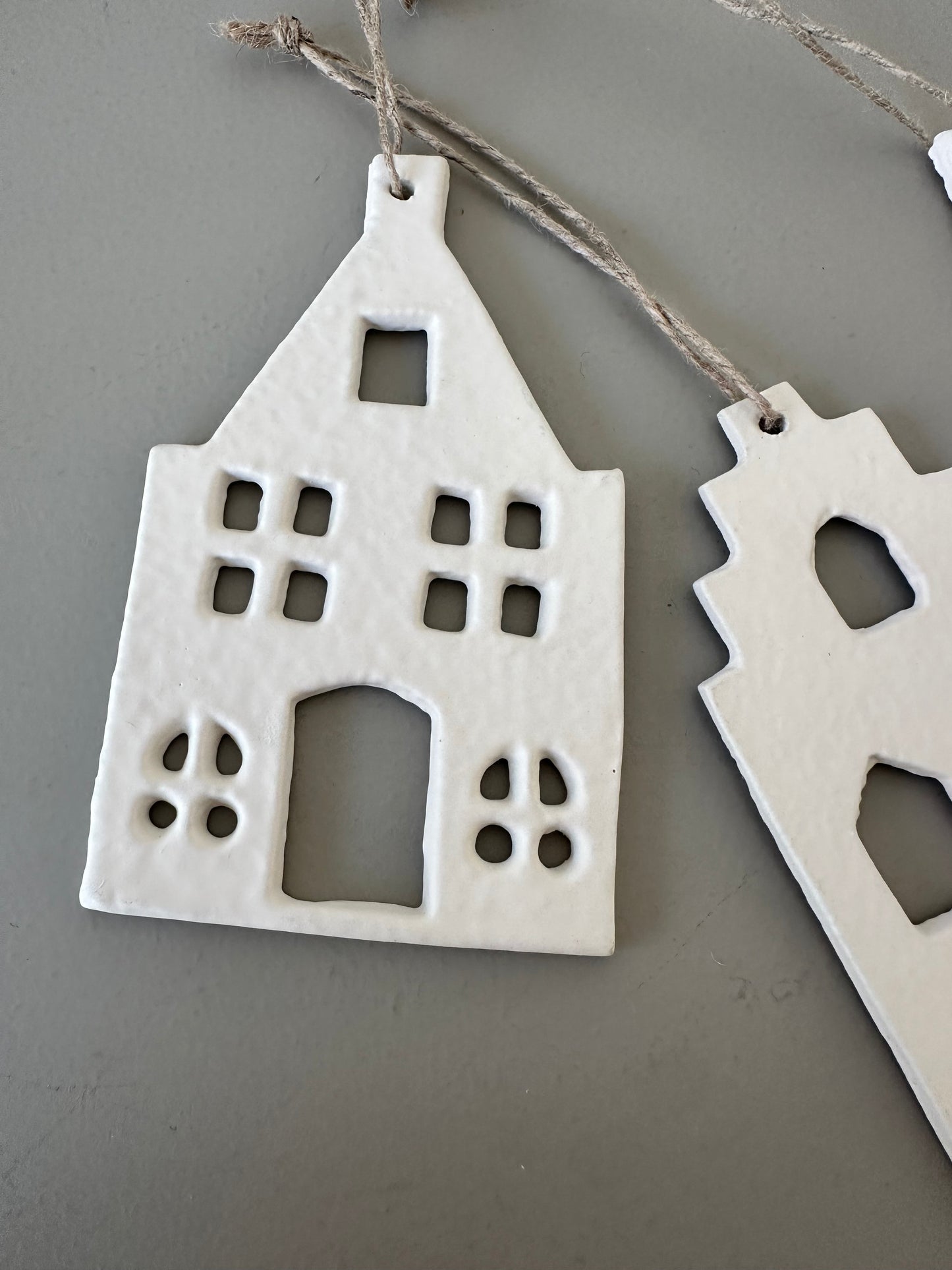 Haus Anhänger | Tanne | creme | Baumschmuck