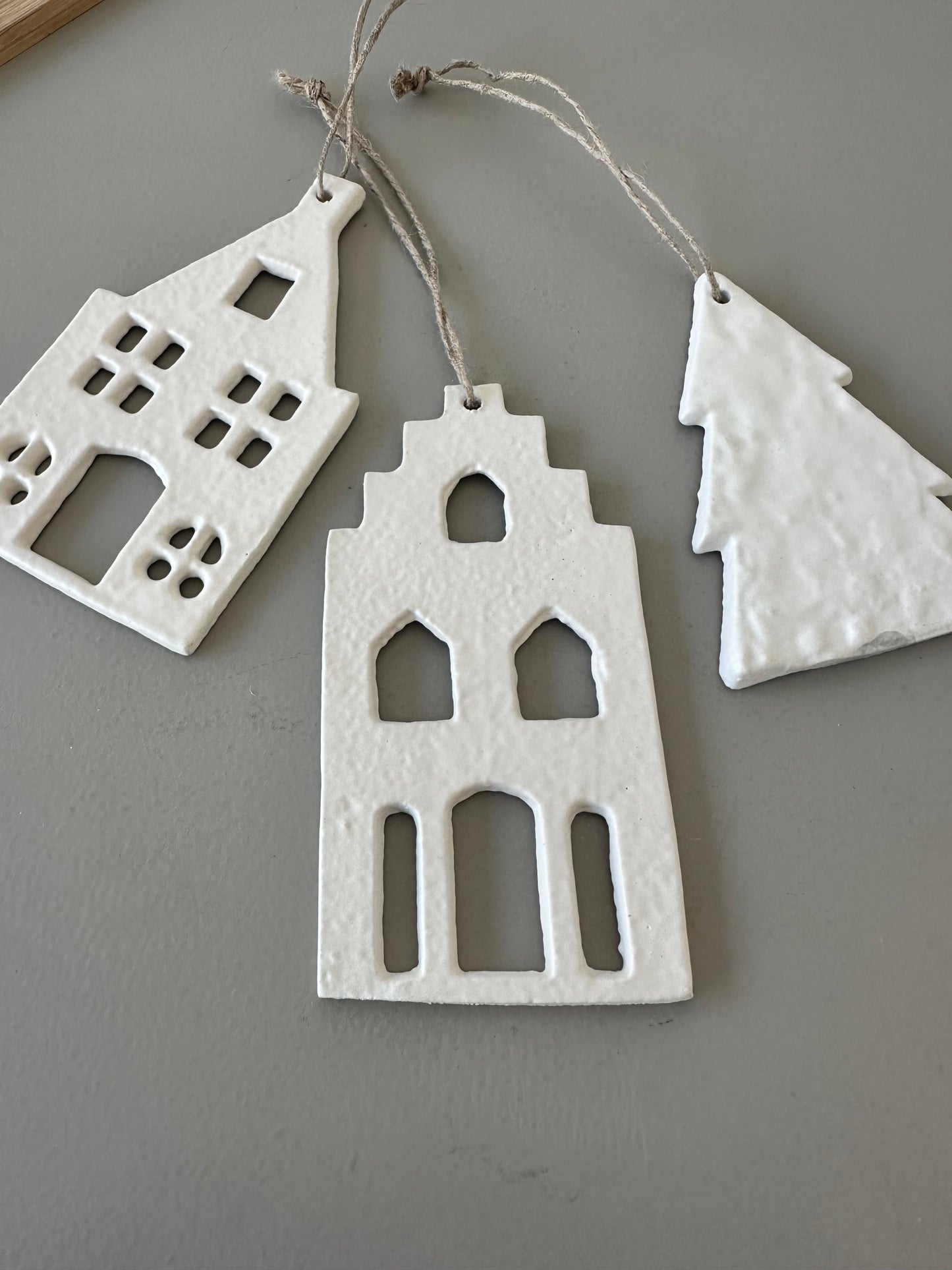 Haus Anhänger | Tanne | creme | Baumschmuck