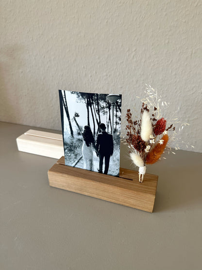 Flower bar and photo/card holder with dried flowers 
