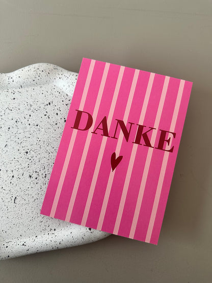 Postkarte Danke | rosa pink rot