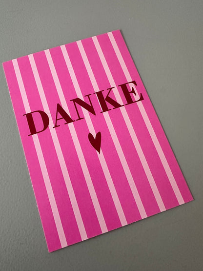 Postkarte Danke | rosa pink rot