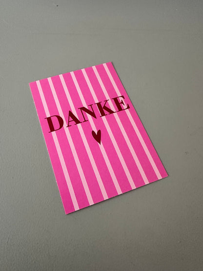 Postkarte Danke | rosa pink rot