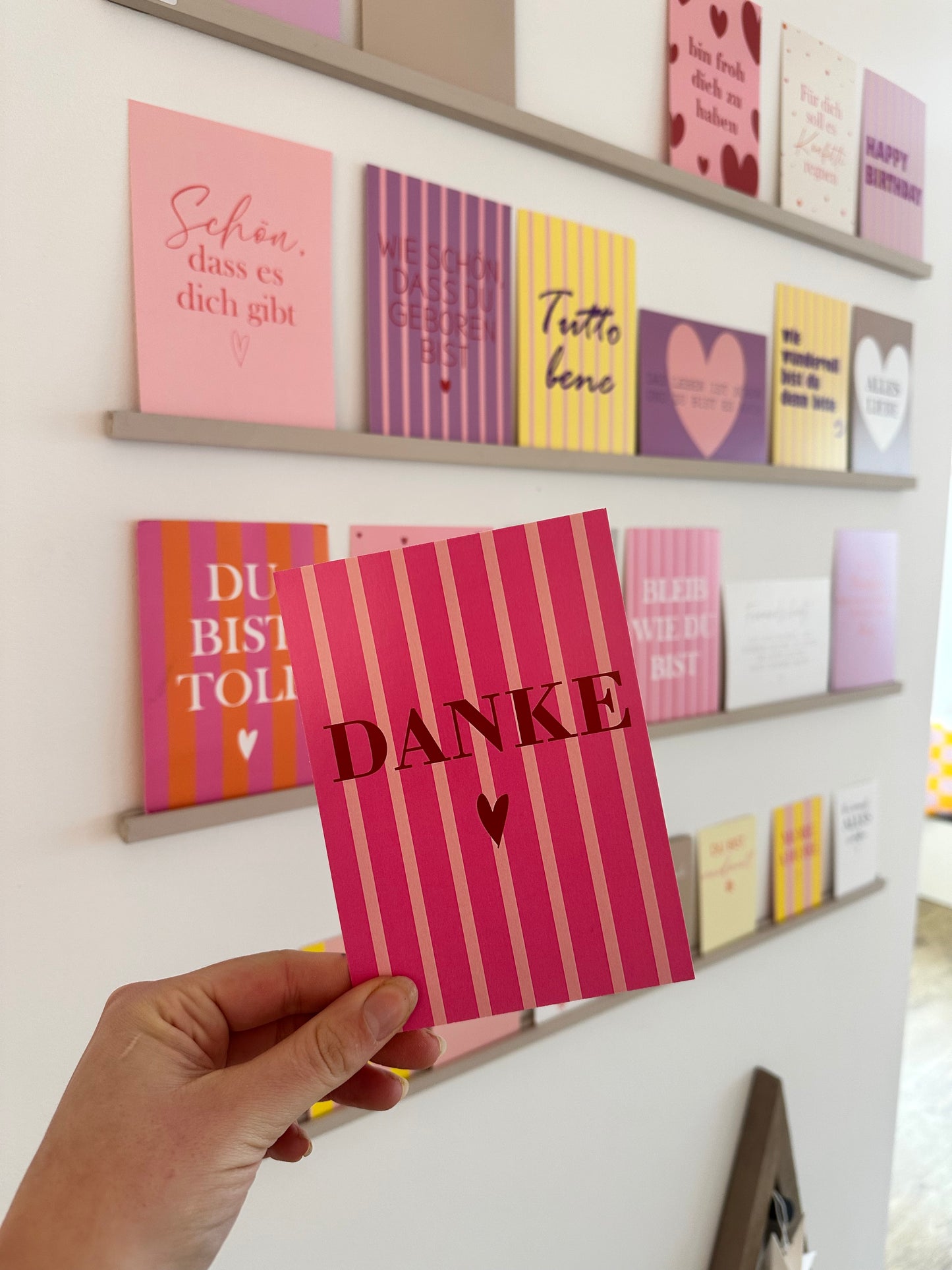 Postkarte Danke | rosa pink rot