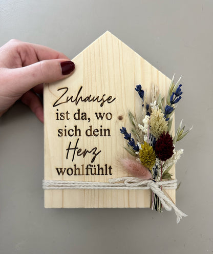 Dekohaus mit Trockenblumen | Geschenk zum Einzug