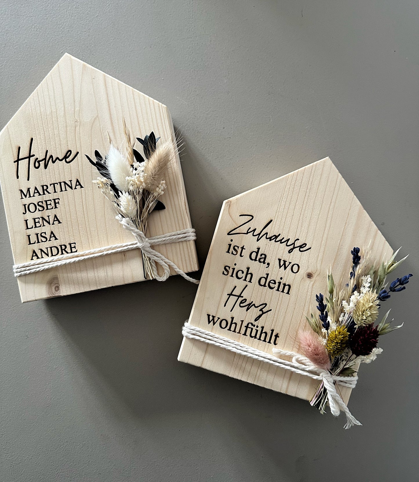 Dekohaus mit Trockenblumen | Geschenk zum Einzug