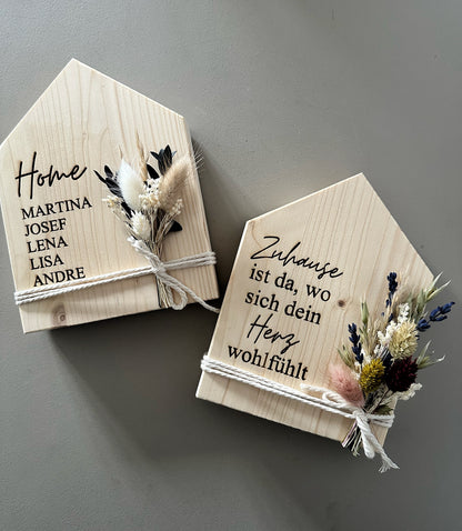 Dekohaus mit Trockenblumen | Geschenk zum Einzug