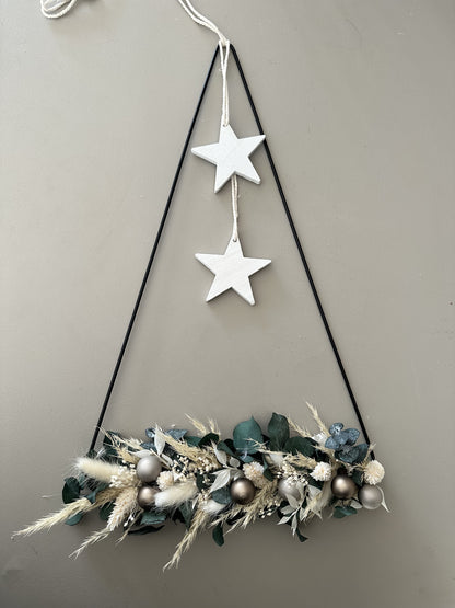 Metall Dreieck mit Trockenblumen | Weihnachtsdeko