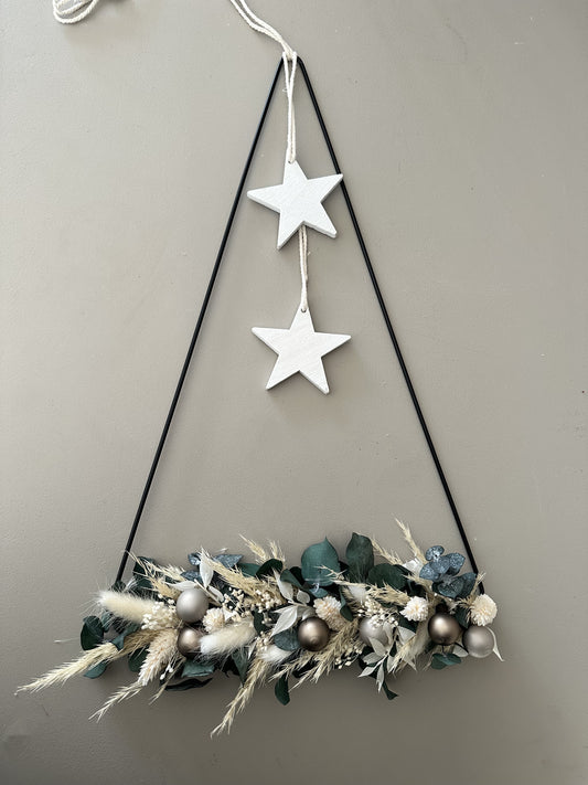 Metall Dreieck mit Trockenblumen | Weihnachtsdeko