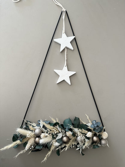 Metall Dreieck mit Trockenblumen | Weihnachtsdeko