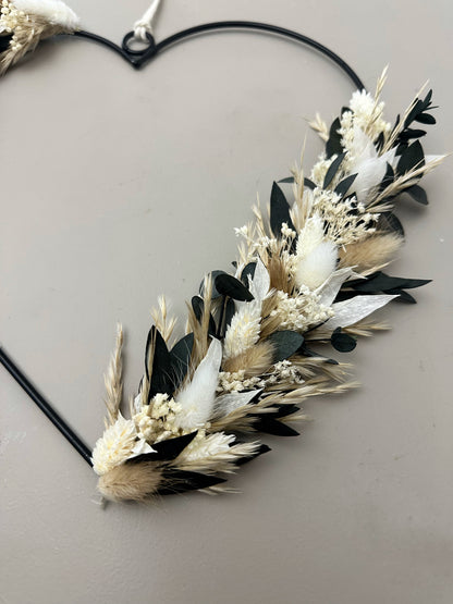 Metallherz personalisiert mit Trockenblumen