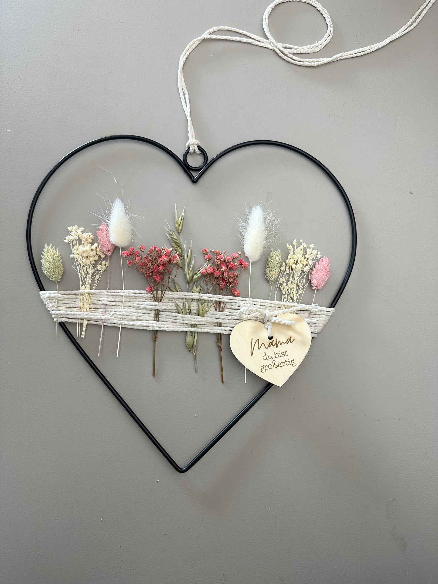 Metallherz mit Trockenblumen | Muttertagsgeschenk