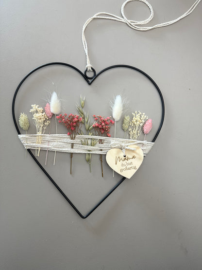 Metallherz mit Trockenblumen | Muttertagsgeschenk