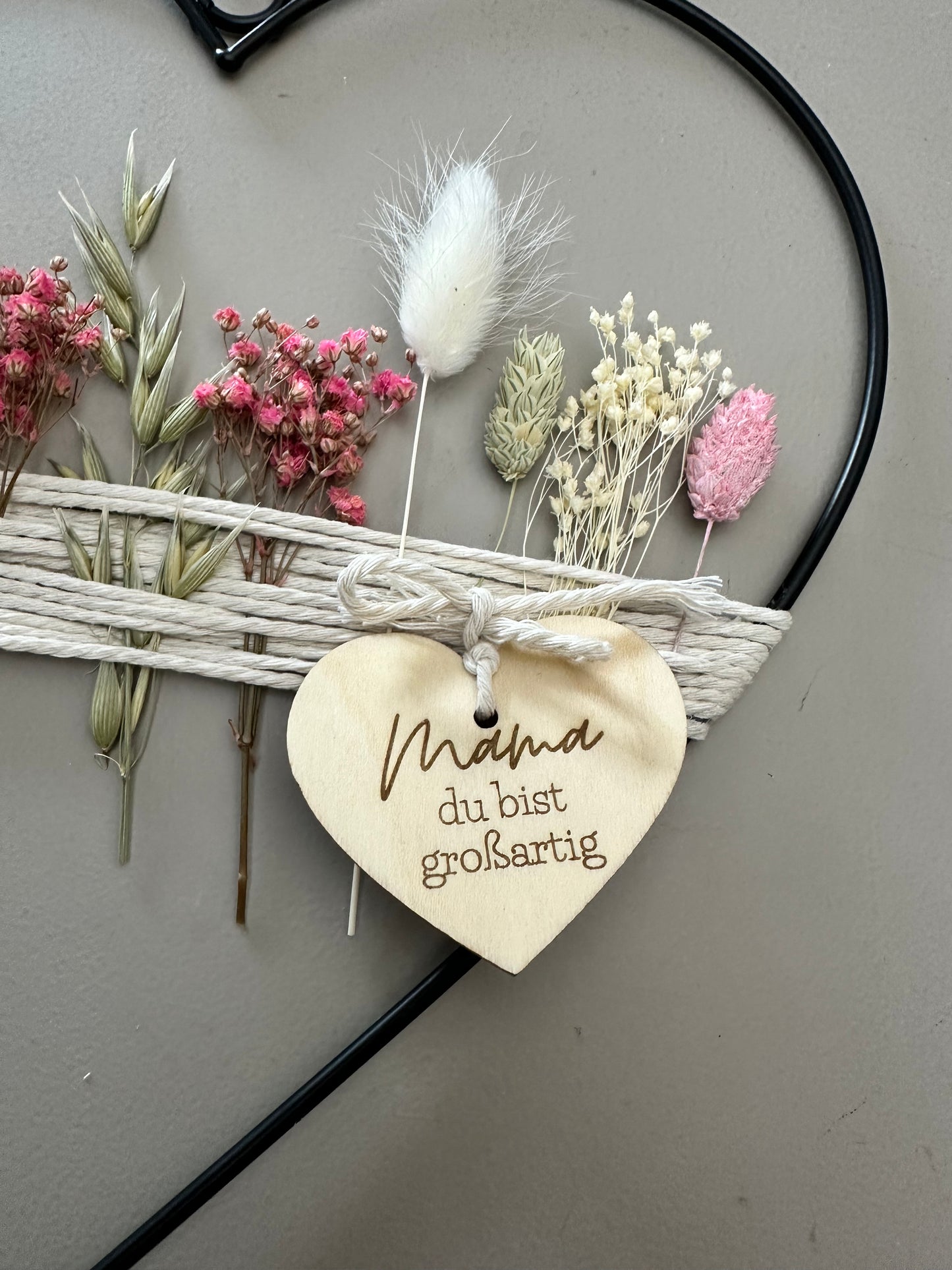 Metallherz mit Trockenblumen | Muttertagsgeschenk