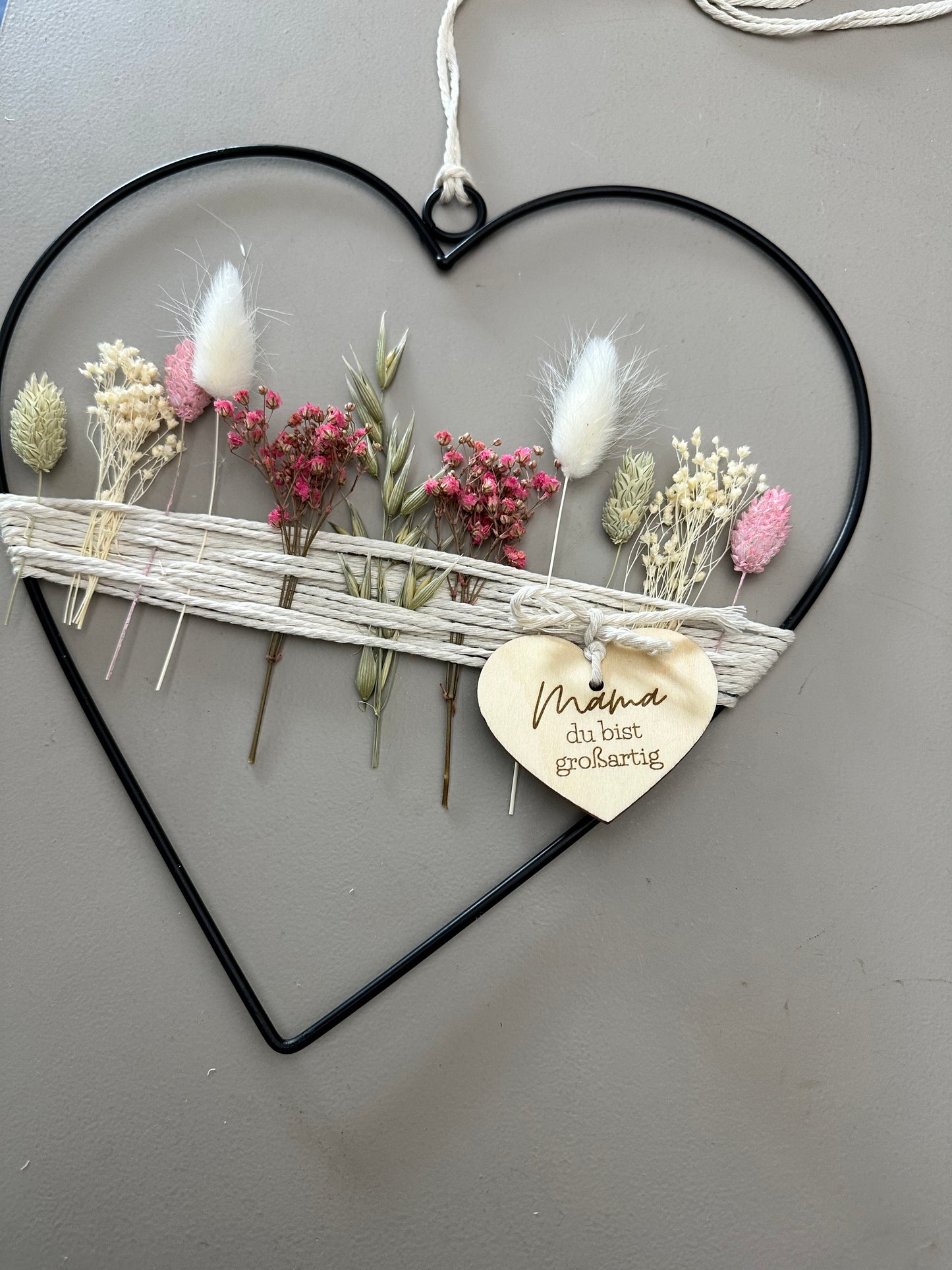 Metallherz mit Trockenblumen | Muttertagsgeschenk