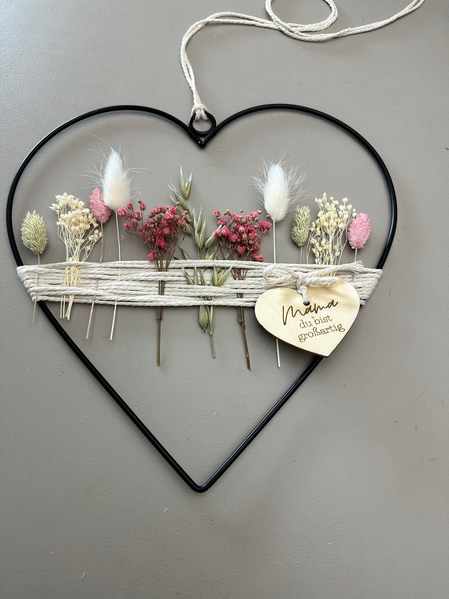 Metallherz mit Trockenblumen | Muttertagsgeschenk