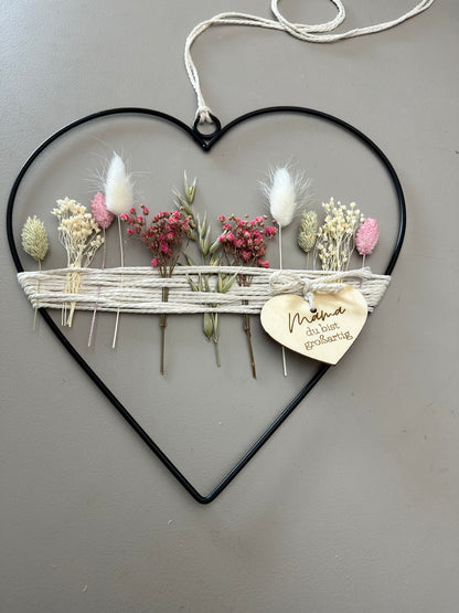 Metallherz mit Trockenblumen | Muttertagsgeschenk