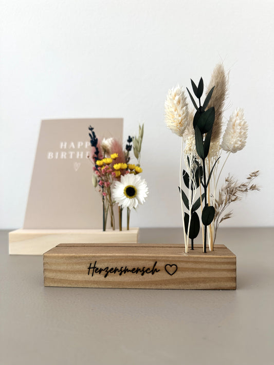 Mini Blumenleiste und Fotohalter Herzensmensch