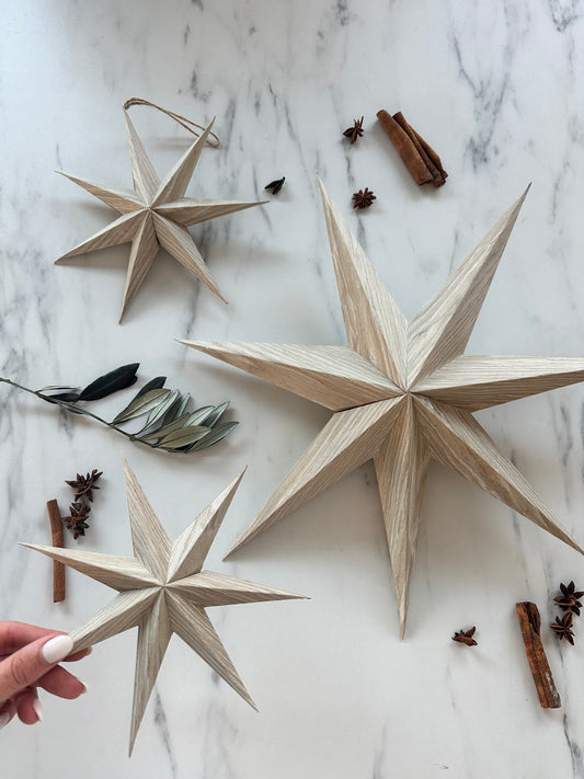 Deko Papierstern Holzoptik | 20 cm | 39 cm