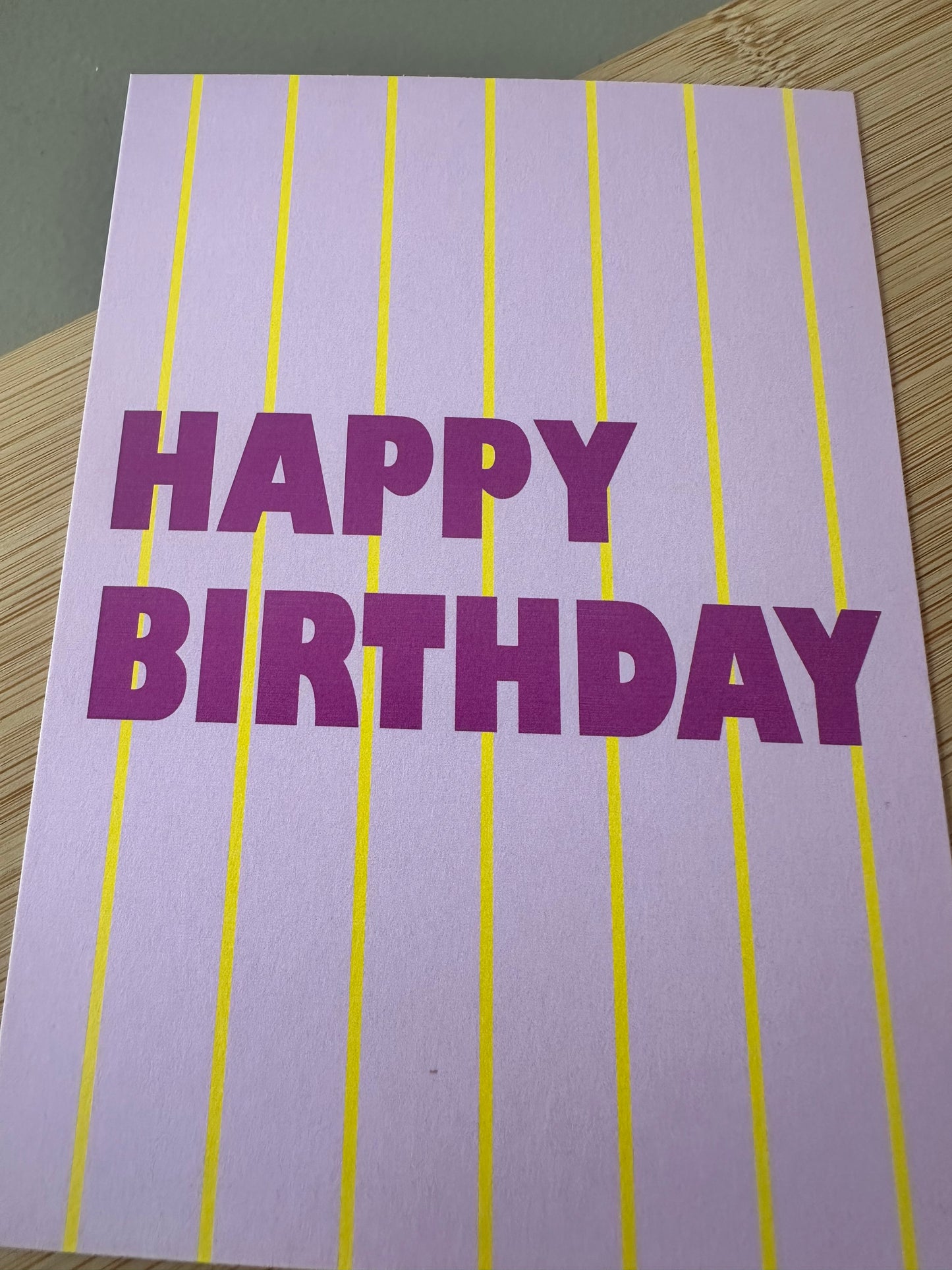 Bunte Postkarte für Lieblingsmenschen, für besondere Menschen, Lila-Gelb gestreift, kleine Aufmerksamkeit