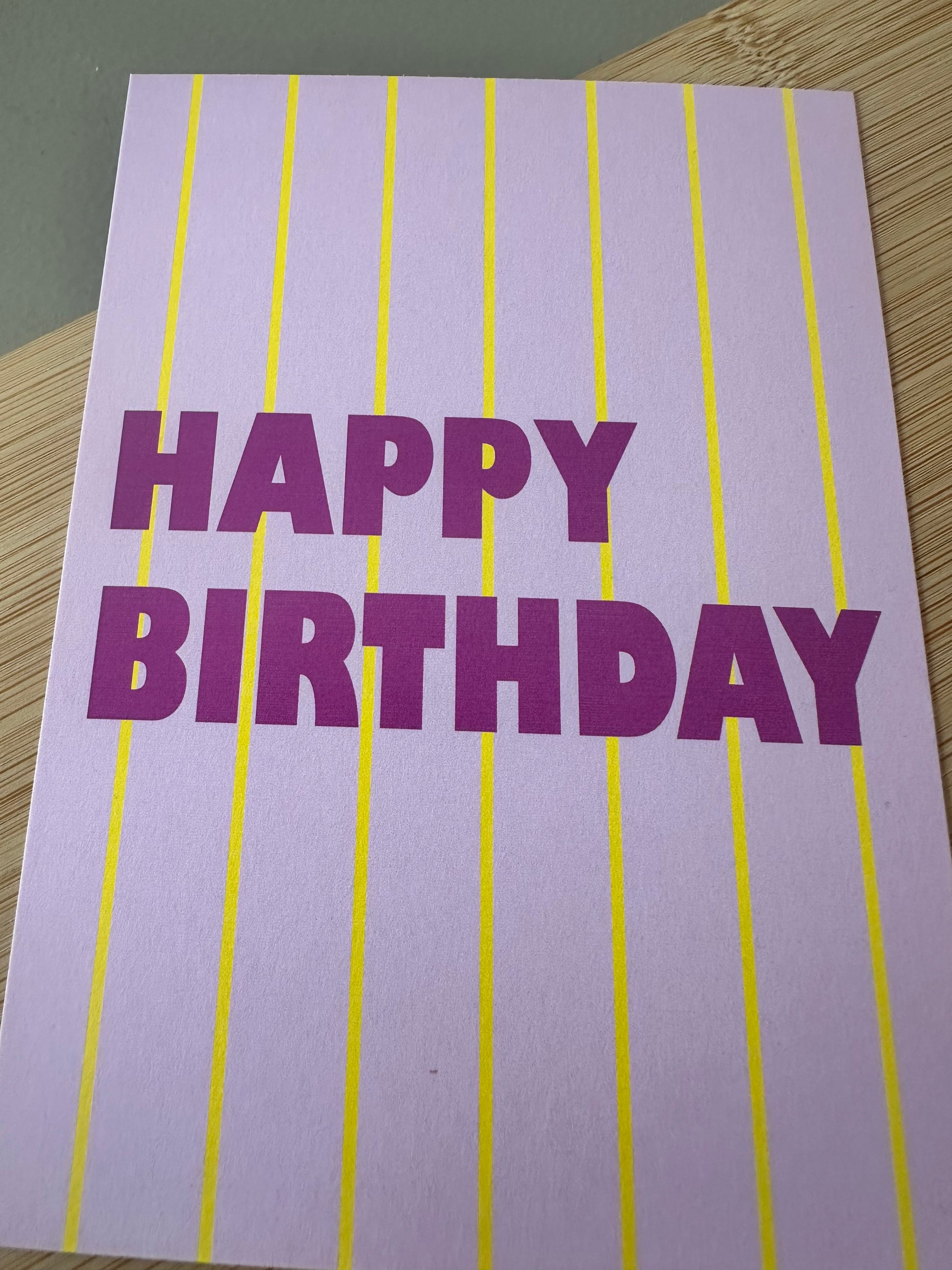 Bunte Postkarte für Lieblingsmenschen, für besondere Menschen, Lila-Gelb gestreift, kleine Aufmerksamkeit