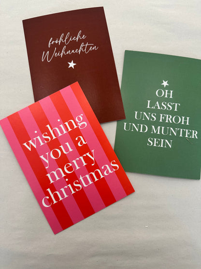 Postkarte Weihnachten „Oh lasst uns froh und munter sein“ – nachhaltige Grußkarte von lizasliving