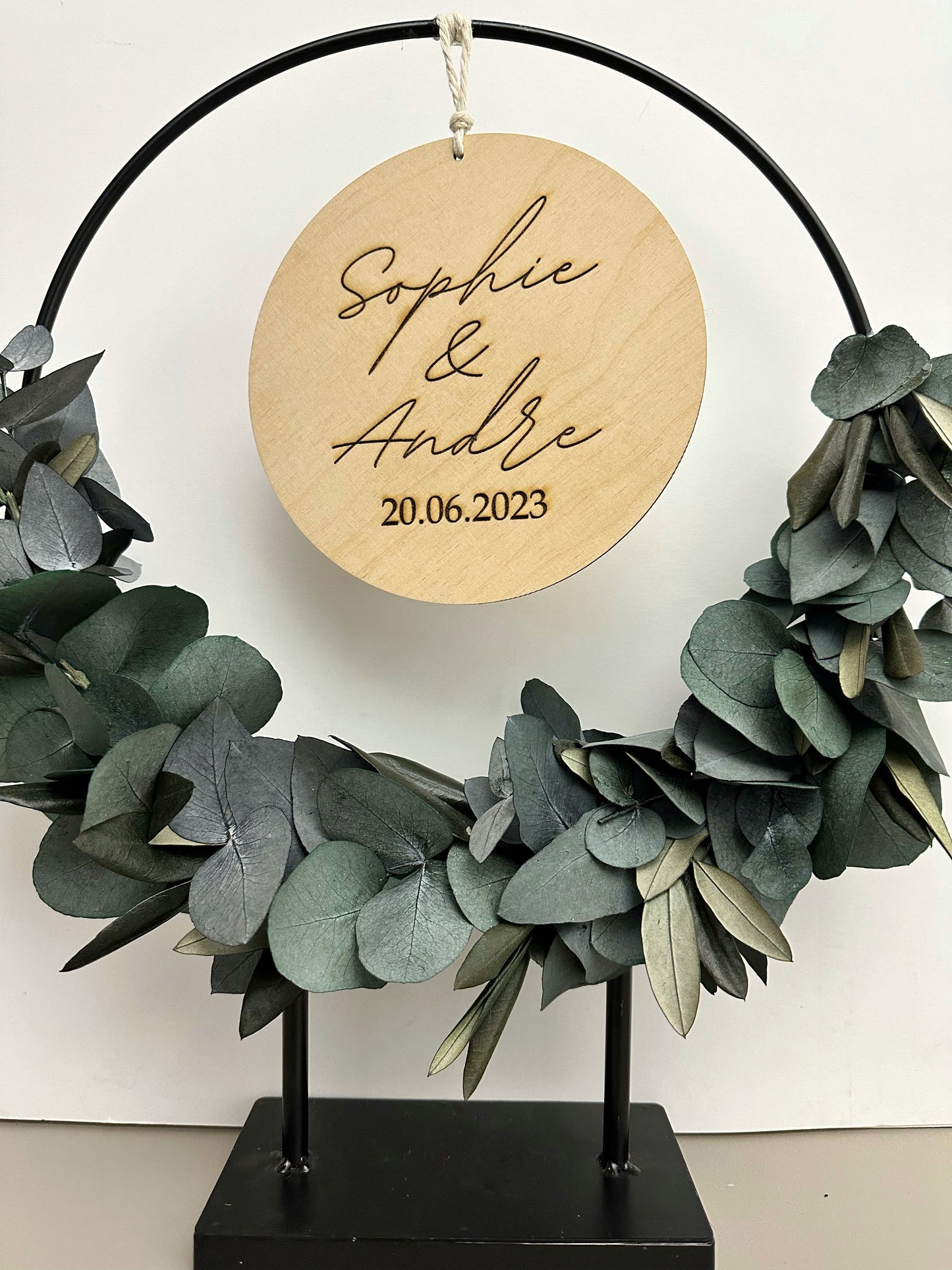 Standring gebunden mit Eukalyptus Hochzeitsgeschenk personalisiertes Geschenk