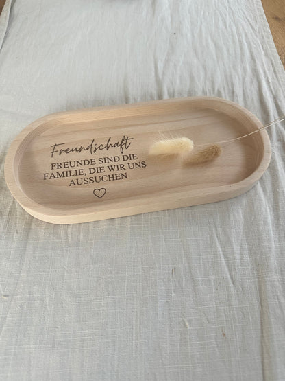 Tablett mit Gravur |  Freundschaft | Freunde sind die Familie, die wir uns aussuchen