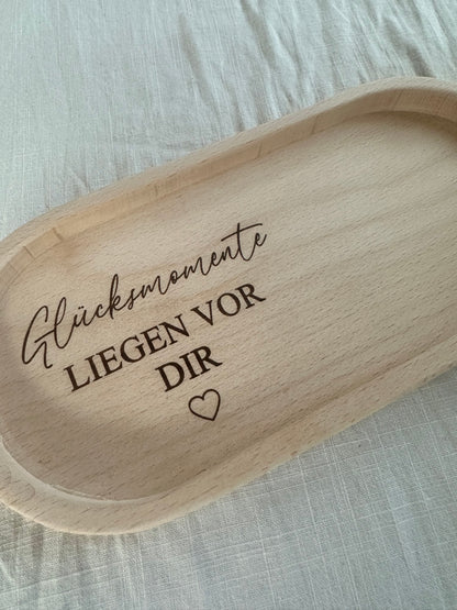 Tablett mit Gravur | Glücksmomente liegen vor dir