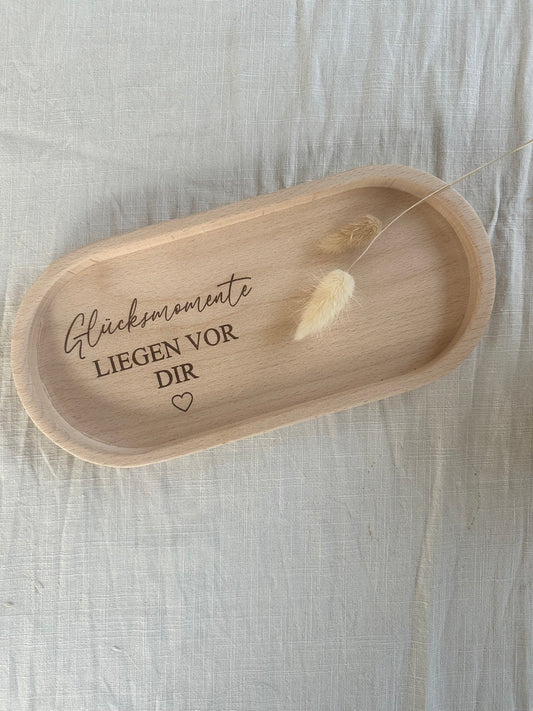 Tablett mit Gravur | Glücksmomente liegen vor dir