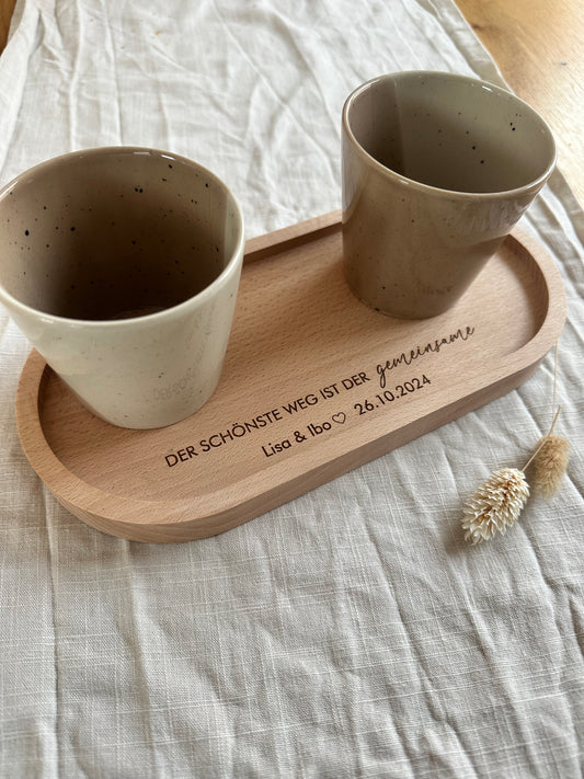 Hochzeitsgeschenk Tablett mit personalisierter Gravur