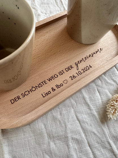 Hochzeitsgeschenk Tablett mit personalisierter Gravur