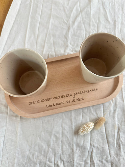 Hochzeitsgeschenk Tablett mit personalisierter Gravur