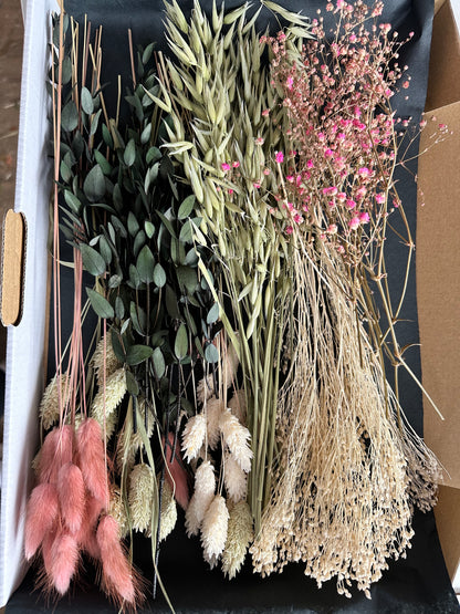 Trockenblumenbox DIY Set pink natur grün