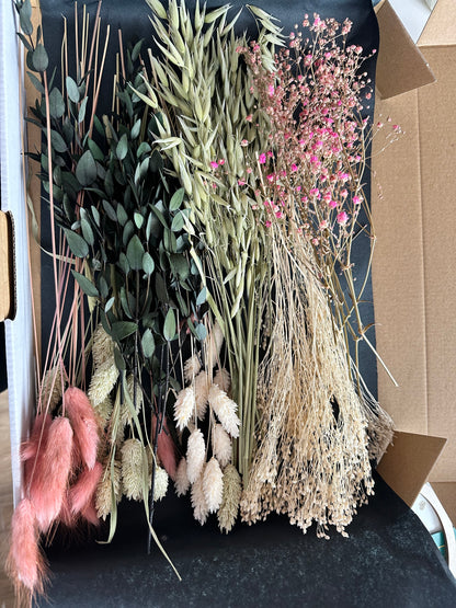 Trockenblumenbox DIY Set pink natur grün