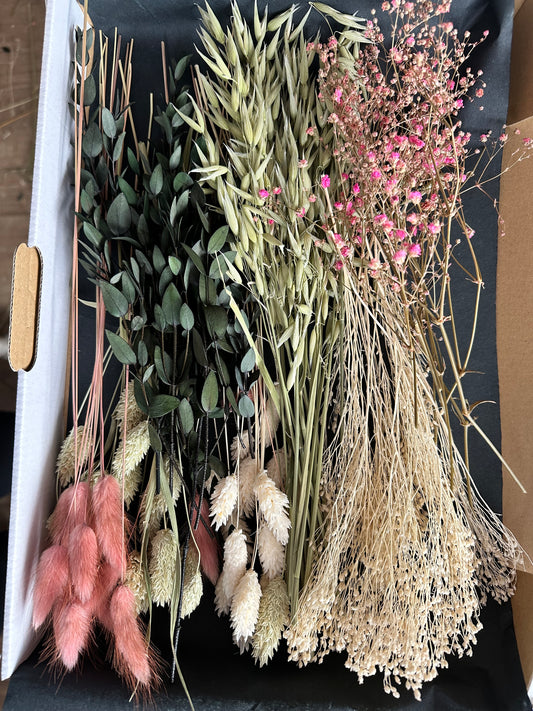 Trockenblumenbox DIY Set pink natur grün