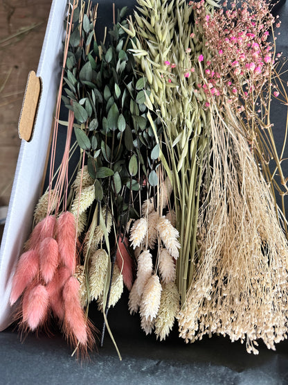 Trockenblumenbox DIY Set pink natur grün