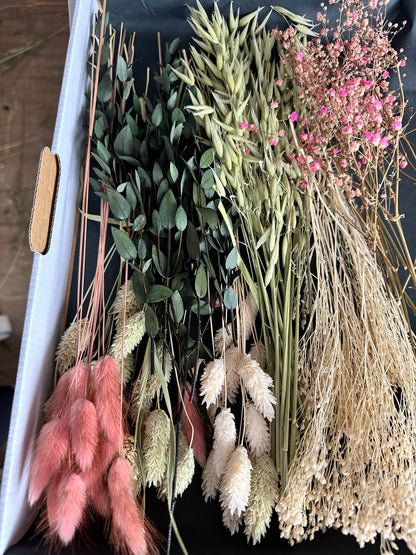Trockenblumenbox DIY Set pink natur grün