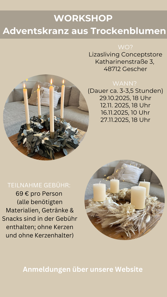 Workshop Adventskranz aus Trockenblumen