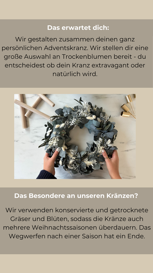 Workshop Adventskranz aus Trockenblumen